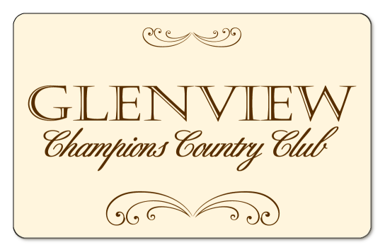 Glenview logo 'Champions Country Club' over pastel yellow background